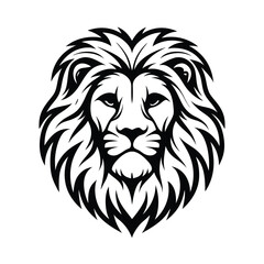 Majestic Lion Head with Intricate Mane Design in Bold Black and White Style