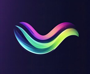Vibrant, stylized V-shaped logo; flowing, multicolored, abstract brushstrokes create a dynamic, vibrant design