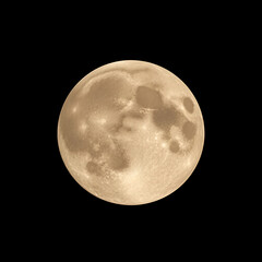 Full moon in high detail against a black sky, showcasing lunar craters and surface textures