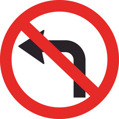 Circular red-bordered road sign indicating that turning left is prohibited.