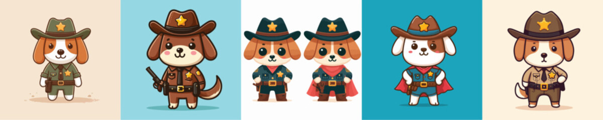 cute dog vector in sheriff costume