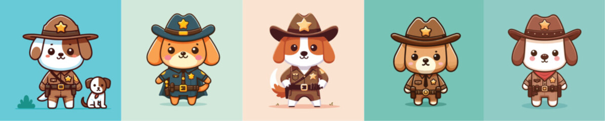 cute dog vector in sheriff costume
