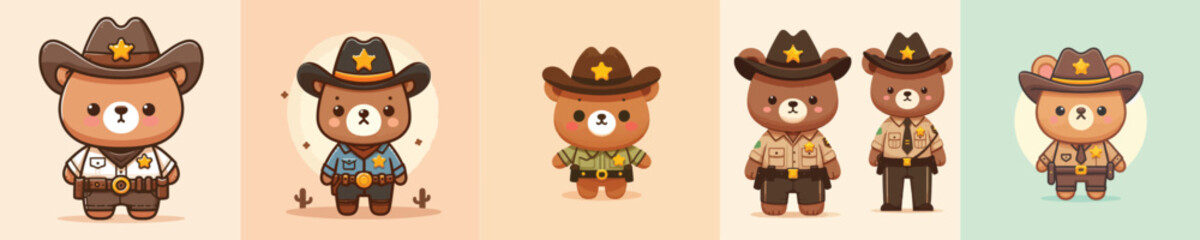 cute bear vector in sheriff costume