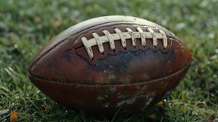 Obraz premium Used American Football on Grass