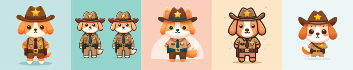 cute dog vector in sheriff costume