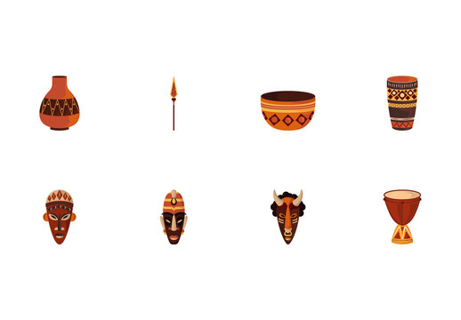 Brown And Yellow Traditional African Heritage Illustration Set