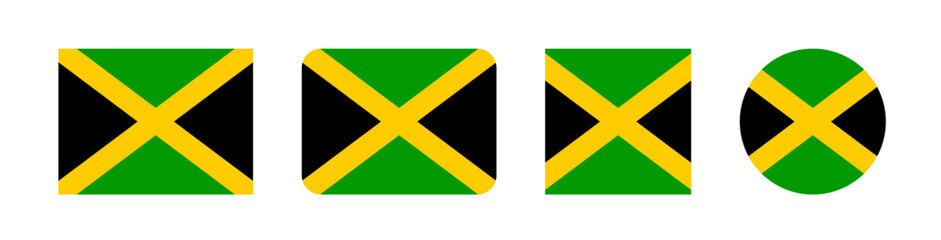Vector illustration of the Jamaica national flag with a diagonal cross in gold, black, and green. Bold and striking design, ideal for educational, political, or international use.