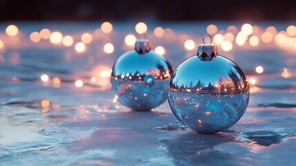 Reflective blue christmas ornaments