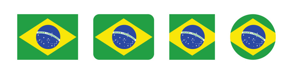 Vector illustration of the Brazil national flag with a green background, yellow diamond, and blue circle with white stars. Bold and iconic design, perfect for educational, political, or international 