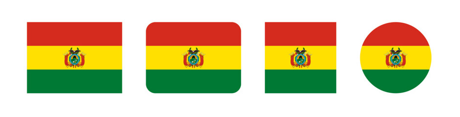 Vector illustration of Bolivia national flag. Horizontal tricolor of red, yellow, and green. Editable flat design with transparent background. Ideal for education, politics, and travel.