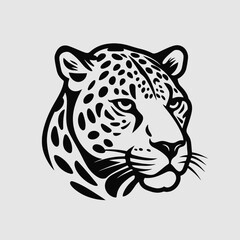 Leopard jaguar animal feline mammal predator wildlife carnivore spots black white head face drawing art