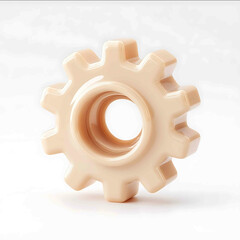 3d icon of gear simple clay texture glossy base isometric blender c4d studio lightning simple color soft and rounded forms white background no shading details