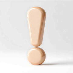 3d icon of exclamation mark simple clay texture glossy base isometric blender c4d studio lightning simple color soft and rounded forms white background no shading details