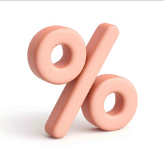 3d icon of percent symbol simple clay texture glossy base isometric blender c4d studio lightning simple color soft and rounded forms white background no shading details