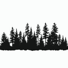 Silhouette forest trees nature landscape background pine woods dark black scenic outdoor evergreen woodland view