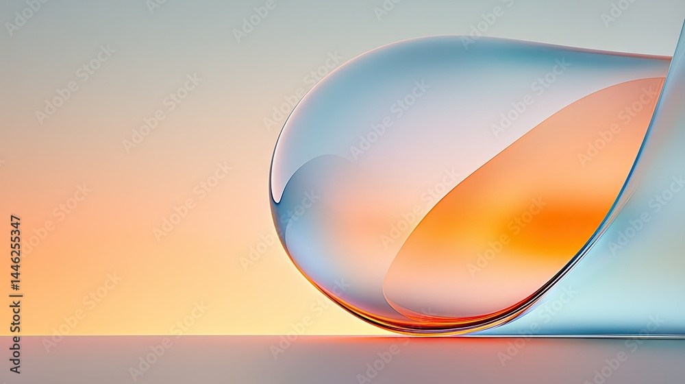 Poster Abstract curved forms with color gradients creating visual interest