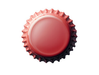 beer bottle cap with a smooth pastel red finish, isolated on transparent background.