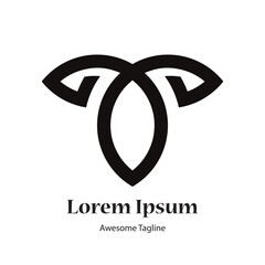 t letter leaf shape creative logo design icon