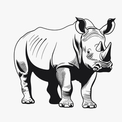 Obraz premium Rhinoceros rhino animal mammal wildlife nature safari africa zoo endangered species art drawing sketch line