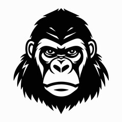 Gorilla ape primate mammal animal wildlife black vector illustration face head strong powerful zoo africa