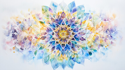 Obraz premium Colorful abstract watercolor mandala design with floral elements 