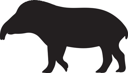 Malayan Tapir Vector Silhouette