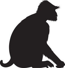 Nepal Grey Langur Vector Silhouette