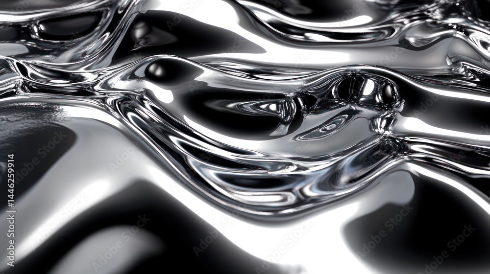 Aufkleber shiny reflective liquid surface undulates with captivating abstract movement