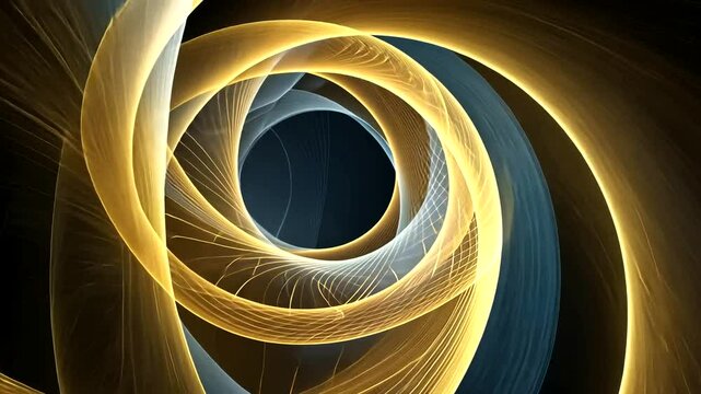 Abstract swirling golden and blue lines