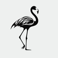 Fototapeta premium Flamingo bird silhouette vector illustration tropical animal wildlife nature exotic art design graphic black and white
