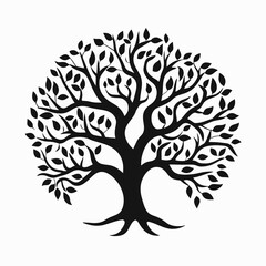 Obraz premium Tree of life vector illustration black and white silhouette nature symbol design art graphic element isolated icon