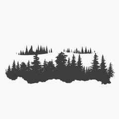 Forest trees silhouette woods nature landscape pine tree dark fog misty woodland scenic artistic 100