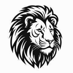 Fototapeta premium Lion head vector illustration animal wildlife feline predator graphic design black and white art mascot silhouette