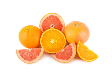 Grapefruit and Orange fruit isolated on white