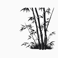 Fototapeta premium Bamboo black illustration nature plant zen asian forest design graphic background botanical art oriental silhouette