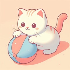 Adorable Cat Playing with Soft Toy Ball