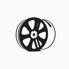 Fototapeta premium Film reel movie cinema entertainment industry media production filmmaking video tape roll studio silhouette