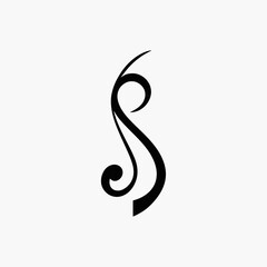 Obraz premium Abstract swirl design black and white elegant curve art decorative shape graphic element modern simple logo silhouette