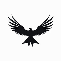 Obraz premium Black eagle silhouette vector illustration bird flying wings spread freedom tribal tattoo graphic art
