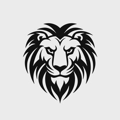Obraz premium Lion head vector illustration animal wildlife feline predator mammal africa jungle zoo logo design art silhouette