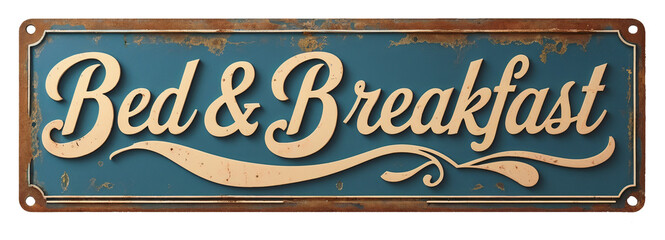 Bed and Breakfast metal sign isolated on white