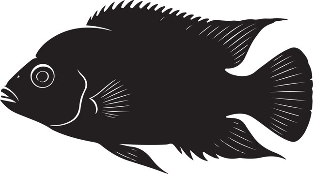 Uaru Cichlid Vector Silhouette