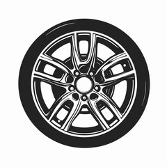 Isolated tire wheel car auto vehicle automotive transport rim rubber design black round alloy style silhouette