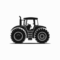 Obraz premium Bold farm tractor agriculture machinery vehicle, graphic black silhouette