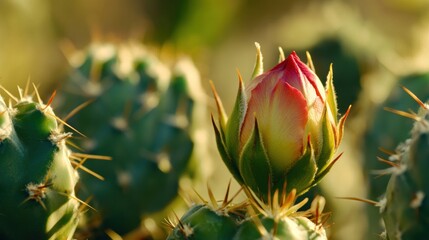 A beautiful cactus flower is ready to bloom soon