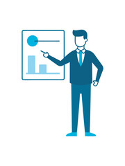 Businessman pointing at a digital screen