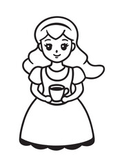 Outline coloring page of office scene