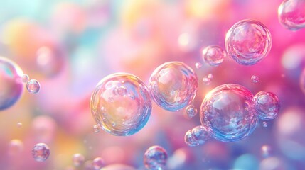 Naklejka premium Abstract colorful bubbles float in a vibrant light filled space