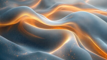 Fototapeta premium Iridescent blue and orange waves, a mesmerizing abstract digital art piece
