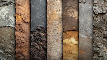 Varied earthen textures displaying a range of natural colors and surface formations